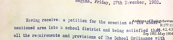 Saskatchewan One Room School House Orders Issued by the Commissioner of Education. Province of Saskatchewan, Canada. Sept 1901- May 1904