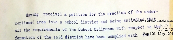 Saskatchewan One Room School House Orders Issued by the Commissioner of Education. Province of Saskatchewan, Canada. Sept 1901- May 1904