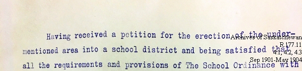 Saskatchewan One Room School House Orders Issued by the Commissioner of Education. Province of Saskatchewan, Canada. Sept 1901- May 1904