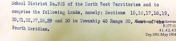 Saskatchewan One Room School House Orders Issued by the Commissioner of Education. Province of Saskatchewan, Canada. Sept 1901- May 1904