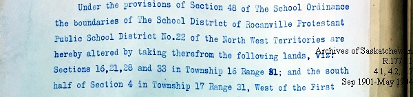 Saskatchewan One Room School House Orders Issued by the Commissioner of Education. Province of Saskatchewan, Canada. Sept 1901- May 1904