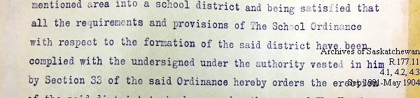 Saskatchewan One Room School House Orders Issued by the Commissioner of Education. Province of Saskatchewan, Canada. Sept 1901- May 1904