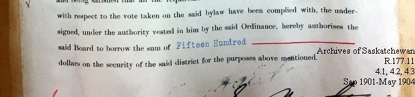 Saskatchewan One Room School House Orders Issued by the Commissioner of Education. Province of Saskatchewan, Canada. Sept 1901- May 1904