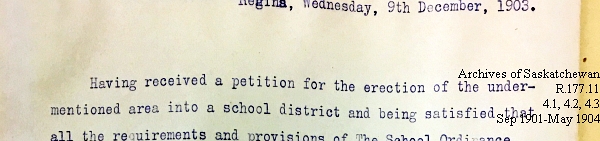 Saskatchewan One Room School House Orders Issued by the Commissioner of Education. Province of Saskatchewan, Canada. Sept 1901- May 1904