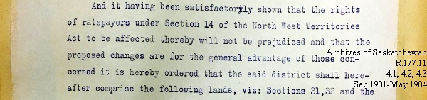 Saskatchewan One Room School House Orders Issued by the Commissioner of Education. Province of Saskatchewan, Canada. Sept 1901- May 1904