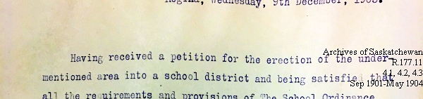 Saskatchewan One Room School House Orders Issued by the Commissioner of Education. Province of Saskatchewan, Canada. Sept 1901- May 1904