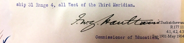 Saskatchewan One Room School House Orders Issued by the Commissioner of Education. Province of Saskatchewan, Canada. Sept 1901- May 1904