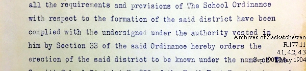 Saskatchewan One Room School House Orders Issued by the Commissioner of Education. Province of Saskatchewan, Canada. Sept 1901- May 1904