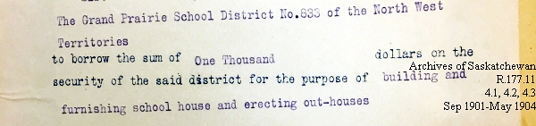 Saskatchewan One Room School House Orders Issued by the Commissioner of Education. Province of Saskatchewan, Canada. Sept 1901- May 1904