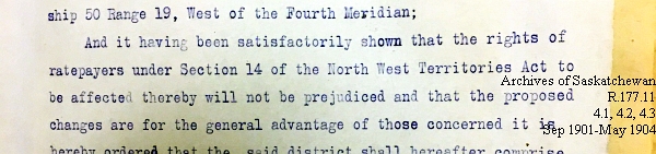 Saskatchewan One Room School House Orders Issued by the Commissioner of Education. Province of Saskatchewan, Canada. Sept 1901- May 1904