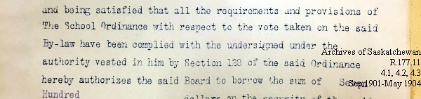 Saskatchewan One Room School House Orders Issued by the Commissioner of Education. Province of Saskatchewan, Canada. Sept 1901- May 1904