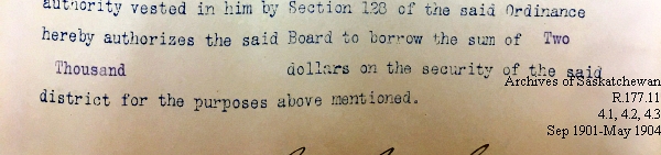 Saskatchewan One Room School House Orders Issued by the Commissioner of Education. Province of Saskatchewan, Canada. Sept 1901- May 1904