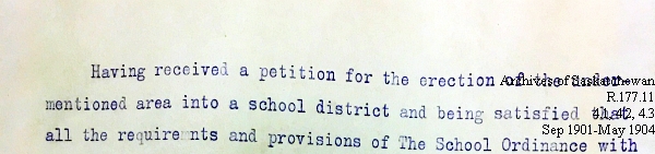 Saskatchewan One Room School House Orders Issued by the Commissioner of Education. Province of Saskatchewan, Canada. Sept 1901- May 1904