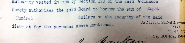 Saskatchewan One Room School House Orders Issued by the Commissioner of Education. Province of Saskatchewan, Canada. Sept 1901- May 1904