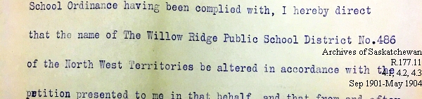 Saskatchewan One Room School House Orders Issued by the Commissioner of Education. Province of Saskatchewan, Canada. Sept 1901- May 1904