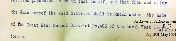 Saskatchewan One Room School House Orders Issued by the Commissioner of Education. Province of Saskatchewan, Canada. Sept 1901- May 1904