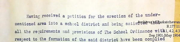 Saskatchewan One Room School House Orders Issued by the Commissioner of Education. Province of Saskatchewan, Canada. Sept 1901- May 1904