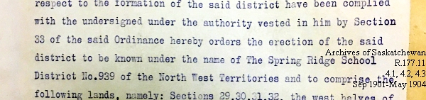 Saskatchewan One Room School House Orders Issued by the Commissioner of Education. Province of Saskatchewan, Canada. Sept 1901- May 1904