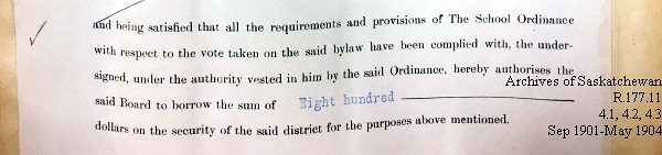 Saskatchewan One Room School House Orders Issued by the Commissioner of Education. Province of Saskatchewan, Canada. Sept 1901- May 1904