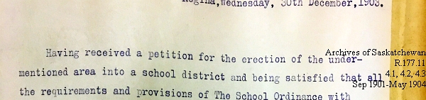 Saskatchewan One Room School House Orders Issued by the Commissioner of Education. Province of Saskatchewan, Canada. Sept 1901- May 1904