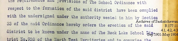 Saskatchewan One Room School House Orders Issued by the Commissioner of Education. Province of Saskatchewan, Canada. Sept 1901- May 1904