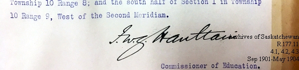 Saskatchewan One Room School House Orders Issued by the Commissioner of Education. Province of Saskatchewan, Canada. Sept 1901- May 1904