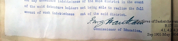 Saskatchewan One Room School House Orders Issued by the Commissioner of Education. Province of Saskatchewan, Canada. Sept 1901- May 1904