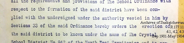 Saskatchewan One Room School House Orders Issued by the Commissioner of Education. Province of Saskatchewan, Canada. Sept 1901- May 1904