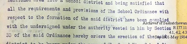 Saskatchewan One Room School House Orders Issued by the Commissioner of Education. Province of Saskatchewan, Canada. Sept 1901- May 1904