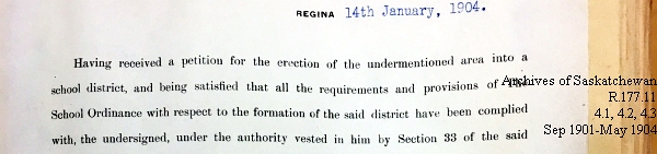 Saskatchewan One Room School House Orders Issued by the Commissioner of Education. Province of Saskatchewan, Canada. Sept 1901- May 1904