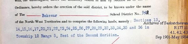 Saskatchewan One Room School House Orders Issued by the Commissioner of Education. Province of Saskatchewan, Canada. Sept 1901- May 1904