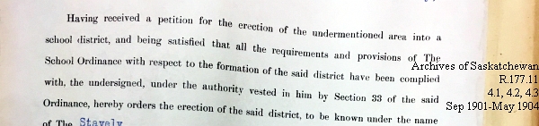 Saskatchewan One Room School House Orders Issued by the Commissioner of Education. Province of Saskatchewan, Canada. Sept 1901- May 1904