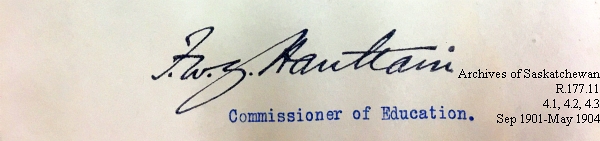 Saskatchewan One Room School House Orders Issued by the Commissioner of Education. Province of Saskatchewan, Canada. Sept 1901- May 1904