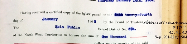 Saskatchewan One Room School House Orders Issued by the Commissioner of Education. Province of Saskatchewan, Canada. Sept 1901- May 1904