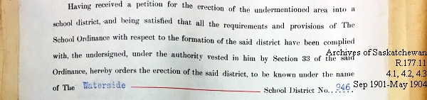 Saskatchewan One Room School House Orders Issued by the Commissioner of Education. Province of Saskatchewan, Canada. Sept 1901- May 1904