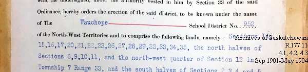 Saskatchewan One Room School House Orders Issued by the Commissioner of Education. Province of Saskatchewan, Canada. Sept 1901- May 1904