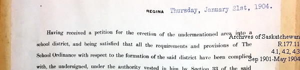 Saskatchewan One Room School House Orders Issued by the Commissioner of Education. Province of Saskatchewan, Canada. Sept 1901- May 1904