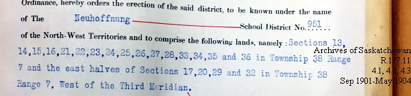 Saskatchewan One Room School House Orders Issued by the Commissioner of Education. Province of Saskatchewan, Canada. Sept 1901- May 1904