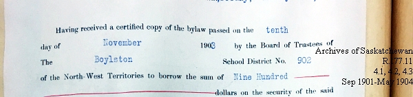 Saskatchewan One Room School House Orders Issued by the Commissioner of Education. Province of Saskatchewan, Canada. Sept 1901- May 1904