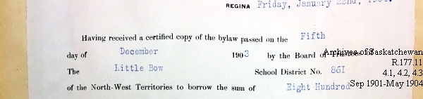 Saskatchewan One Room School House Orders Issued by the Commissioner of Education. Province of Saskatchewan, Canada. Sept 1901- May 1904