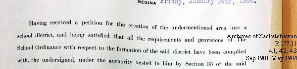 Saskatchewan One Room School House Orders Issued by the Commissioner of Education. Province of Saskatchewan, Canada. Sept 1901- May 1904