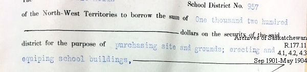 Saskatchewan One Room School House Orders Issued by the Commissioner of Education. Province of Saskatchewan, Canada. Sept 1901- May 1904