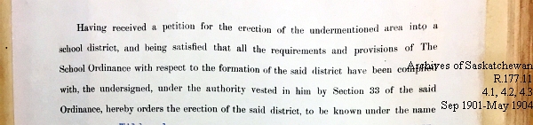 Saskatchewan One Room School House Orders Issued by the Commissioner of Education. Province of Saskatchewan, Canada. Sept 1901- May 1904