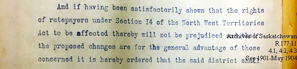 Saskatchewan One Room School House Orders Issued by the Commissioner of Education. Province of Saskatchewan, Canada. Sept 1901- May 1904