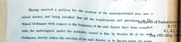 Saskatchewan One Room School House Orders Issued by the Commissioner of Education. Province of Saskatchewan, Canada. Sept 1901- May 1904