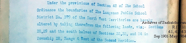 Saskatchewan One Room School House Orders Issued by the Commissioner of Education. Province of Saskatchewan, Canada. Sept 1901- May 1904