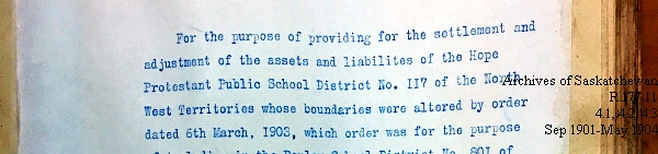 Saskatchewan One Room School House Orders Issued by the Commissioner of Education. Province of Saskatchewan, Canada. Sept 1901- May 1904