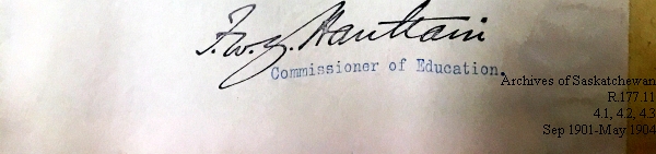 Saskatchewan One Room School House Orders Issued by the Commissioner of Education. Province of Saskatchewan, Canada. Sept 1901- May 1904