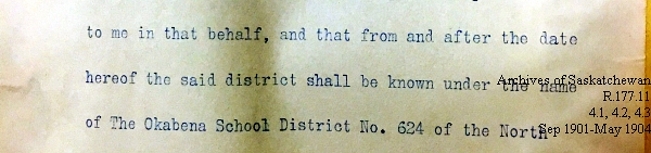 Saskatchewan One Room School House Orders Issued by the Commissioner of Education. Province of Saskatchewan, Canada. Sept 1901- May 1904