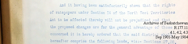 Saskatchewan One Room School House Orders Issued by the Commissioner of Education. Province of Saskatchewan, Canada. Sept 1901- May 1904
